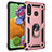 Custodia Silicone e Plastica Opaca Cover con Magnetico Anello Supporto MQ3 per Samsung Galaxy A70E Oro Rosa