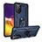 Custodia Silicone e Plastica Opaca Cover con Magnetico Anello Supporto MQ3 per Samsung Galaxy A82 5G Blu