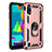 Custodia Silicone e Plastica Opaca Cover con Magnetico Anello Supporto MQ3 per Samsung Galaxy M01 Oro Rosa