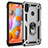 Custodia Silicone e Plastica Opaca Cover con Magnetico Anello Supporto MQ3 per Samsung Galaxy M11 Argento