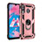Custodia Silicone e Plastica Opaca Cover con Magnetico Anello Supporto MQ3 per Samsung Galaxy M30 Oro Rosa