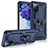 Custodia Silicone e Plastica Opaca Cover con Magnetico Anello Supporto MQ3 per Samsung Galaxy S20 FE 4G Blu