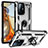 Custodia Silicone e Plastica Opaca Cover con Magnetico Anello Supporto MQ3 per Xiaomi Mi 11T Pro 5G Argento