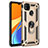 Custodia Silicone e Plastica Opaca Cover con Magnetico Anello Supporto MQ3 per Xiaomi POCO C3 Oro