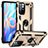 Custodia Silicone e Plastica Opaca Cover con Magnetico Anello Supporto MQ3 per Xiaomi Poco M4 Pro 5G Oro