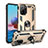Custodia Silicone e Plastica Opaca Cover con Magnetico Anello Supporto MQ3 per Xiaomi Poco M5S Oro