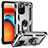 Custodia Silicone e Plastica Opaca Cover con Magnetico Anello Supporto MQ3 per Xiaomi Poco X3 GT 5G Argento