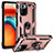 Custodia Silicone e Plastica Opaca Cover con Magnetico Anello Supporto MQ3 per Xiaomi Poco X3 GT 5G Oro Rosa