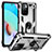 Custodia Silicone e Plastica Opaca Cover con Magnetico Anello Supporto MQ3 per Xiaomi Redmi 10 4G Argento