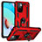 Custodia Silicone e Plastica Opaca Cover con Magnetico Anello Supporto MQ3 per Xiaomi Redmi 10 4G Rosso