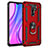 Custodia Silicone e Plastica Opaca Cover con Magnetico Anello Supporto MQ3 per Xiaomi Redmi 9 Rosso