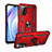 Custodia Silicone e Plastica Opaca Cover con Magnetico Anello Supporto MQ3 per Xiaomi Redmi 9T 4G Rosso