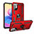 Custodia Silicone e Plastica Opaca Cover con Magnetico Anello Supporto MQ3 per Xiaomi Redmi Note 10 5G Rosso