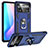 Custodia Silicone e Plastica Opaca Cover con Magnetico Anello Supporto MQ3 per Xiaomi Redmi Note 11E Pro 5G Blu