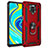Custodia Silicone e Plastica Opaca Cover con Magnetico Anello Supporto MQ3 per Xiaomi Redmi Note 9 Pro Rosso