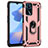 Custodia Silicone e Plastica Opaca Cover con Magnetico Anello Supporto MQ4 per Oppo A16 Oro Rosa