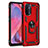 Custodia Silicone e Plastica Opaca Cover con Magnetico Anello Supporto MQ4 per Oppo A54 5G Rosso