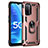 Custodia Silicone e Plastica Opaca Cover con Magnetico Anello Supporto MQ4 per Oppo A56 5G Oro Rosa