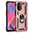 Custodia Silicone e Plastica Opaca Cover con Magnetico Anello Supporto MQ4 per Oppo A74 5G Oro Rosa