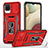Custodia Silicone e Plastica Opaca Cover con Magnetico Anello Supporto MQ4 per Samsung Galaxy A12 Nacho Rosso