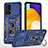 Custodia Silicone e Plastica Opaca Cover con Magnetico Anello Supporto MQ4 per Samsung Galaxy A52 4G Blu
