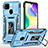 Custodia Silicone e Plastica Opaca Cover con Magnetico Anello Supporto MQ4 per Xiaomi POCO C31 Cielo Blu