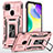 Custodia Silicone e Plastica Opaca Cover con Magnetico Anello Supporto MQ4 per Xiaomi POCO C31 Oro Rosa
