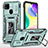 Custodia Silicone e Plastica Opaca Cover con Magnetico Anello Supporto MQ4 per Xiaomi POCO C31 Verde Pastello