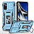Custodia Silicone e Plastica Opaca Cover con Magnetico Anello Supporto MQ4 per Xiaomi Poco X4 Pro 5G Cielo Blu