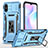 Custodia Silicone e Plastica Opaca Cover con Magnetico Anello Supporto MQ4 per Xiaomi Redmi 9AT Cielo Blu