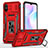 Custodia Silicone e Plastica Opaca Cover con Magnetico Anello Supporto MQ4 per Xiaomi Redmi 9AT Rosso