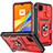 Custodia Silicone e Plastica Opaca Cover con Magnetico Anello Supporto MQ5 per Xiaomi POCO C31 Rosso