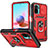 Custodia Silicone e Plastica Opaca Cover con Magnetico Anello Supporto MQ5 per Xiaomi Poco M5S Rosso