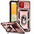 Custodia Silicone e Plastica Opaca Cover con Magnetico Anello Supporto MQ6 per Samsung Galaxy A03 Oro Rosa