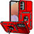 Custodia Silicone e Plastica Opaca Cover con Magnetico Anello Supporto MQ6 per Samsung Galaxy A14 5G Rosso