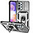 Custodia Silicone e Plastica Opaca Cover con Magnetico Anello Supporto MQ6 per Samsung Galaxy A23 4G Argento