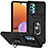 Custodia Silicone e Plastica Opaca Cover con Magnetico Anello Supporto MQ6 per Samsung Galaxy A32 4G Nero
