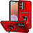 Custodia Silicone e Plastica Opaca Cover con Magnetico Anello Supporto MQ6 per Samsung Galaxy Jump3 5G Rosso