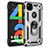 Custodia Silicone e Plastica Opaca Cover con Magnetico Anello Supporto per Google Pixel 4a Argento