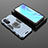 Custodia Silicone e Plastica Opaca Cover con Magnetico Anello Supporto per Huawei Enjoy 50 Blu
