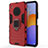 Custodia Silicone e Plastica Opaca Cover con Magnetico Anello Supporto per Huawei Y9a Rosso