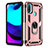 Custodia Silicone e Plastica Opaca Cover con Magnetico Anello Supporto per Motorola Moto E30 Oro Rosa