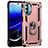 Custodia Silicone e Plastica Opaca Cover con Magnetico Anello Supporto per Motorola Moto G 5G (2022) Oro Rosa