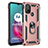 Custodia Silicone e Plastica Opaca Cover con Magnetico Anello Supporto per Motorola Moto G20 Oro Rosa