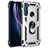 Custodia Silicone e Plastica Opaca Cover con Magnetico Anello Supporto per Motorola Moto One Fusion Plus Argento