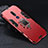 Custodia Silicone e Plastica Opaca Cover con Magnetico Anello Supporto per Nokia C3 Rosso