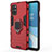 Custodia Silicone e Plastica Opaca Cover con Magnetico Anello Supporto per OnePlus 8T 5G Rosso