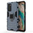 Custodia Silicone e Plastica Opaca Cover con Magnetico Anello Supporto per OnePlus 9 Pro 5G Blu