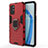 Custodia Silicone e Plastica Opaca Cover con Magnetico Anello Supporto per OnePlus 9R 5G Rosso