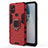 Custodia Silicone e Plastica Opaca Cover con Magnetico Anello Supporto per OnePlus Nord N10 5G Rosso